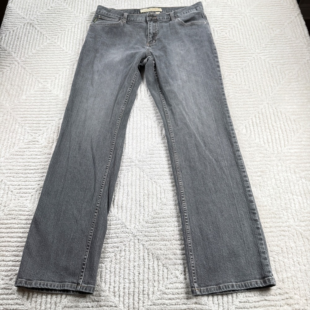 Cabelas Casuals Jeans Womens 14 Tall Gray Straight Leg Stretch Denim Western